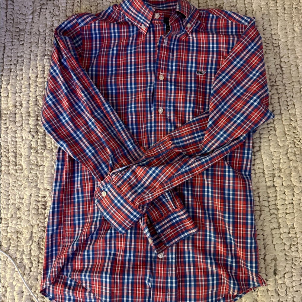 Vineyard Vines Red and Blue Plaid Button Down Shirt
